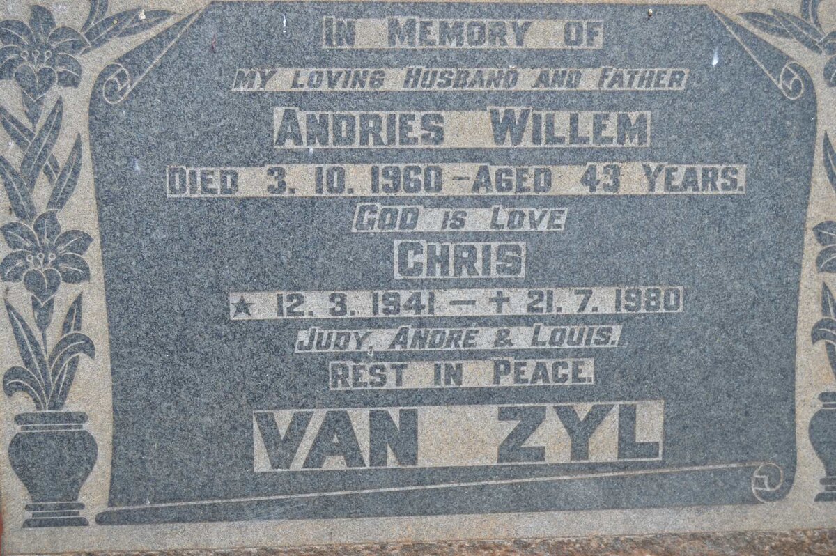 ZYL Andries Willem, van -1960 :: VAN ZYL Chris 1941-1980