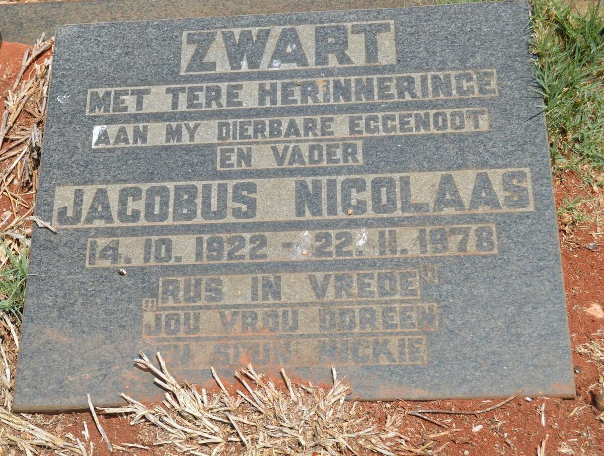 ZWART Jacobus Nicolaas 1922-1978