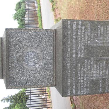 1. Erected by the Queens Bays in memory of their comrades who fell in action on 1st April,1902
