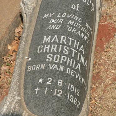 ? Martha Christina Sophia, van DEVENTER 1915-1962