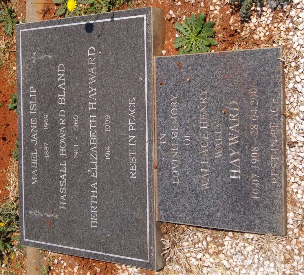 ISLIP Mabel Jane 1887-1969 :: BLAND Hassall Howard 1913-1960 :: HAYWARD Bertha Elizabeth 1914-1999