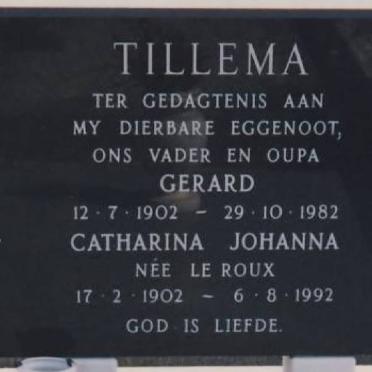 TILLEMA Gerard 1901-1982 &amp; Catharina Johanna LE ROUX 1902-1992