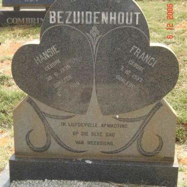 BEZUIDENHOUT Hansie 1935-1989 &amp; Franci 1937-