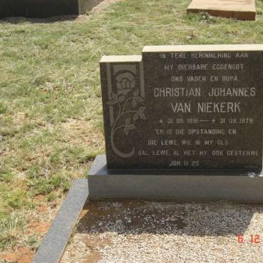NIEKERK Christian Johannes, van 1891-1979