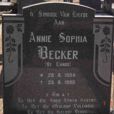 BECKER Annie Sophia nee DE LANGE 1904-1990