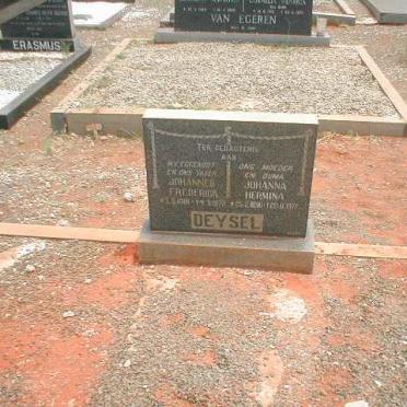 DEYSEL Johannes Frederick 1881-1972 &amp; Johanna Hermina 1890-1977