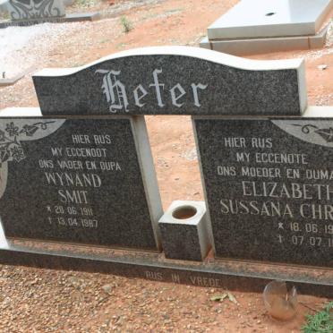 HEFER Wynand Smit 1911-1987 &amp; Elizabeth Sussana Christina 1918-1993
