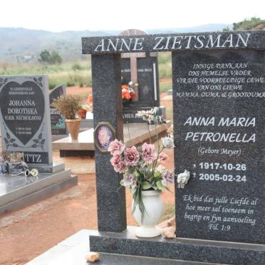 ZIETSMAN Anna Maria Petronella nee MEYER 1917-2005