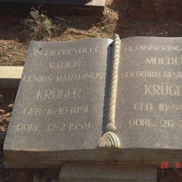 KRUGER Lenius Marthinus 1891-1959 &amp; Gertruida Gesiena J.A. 1899-1968