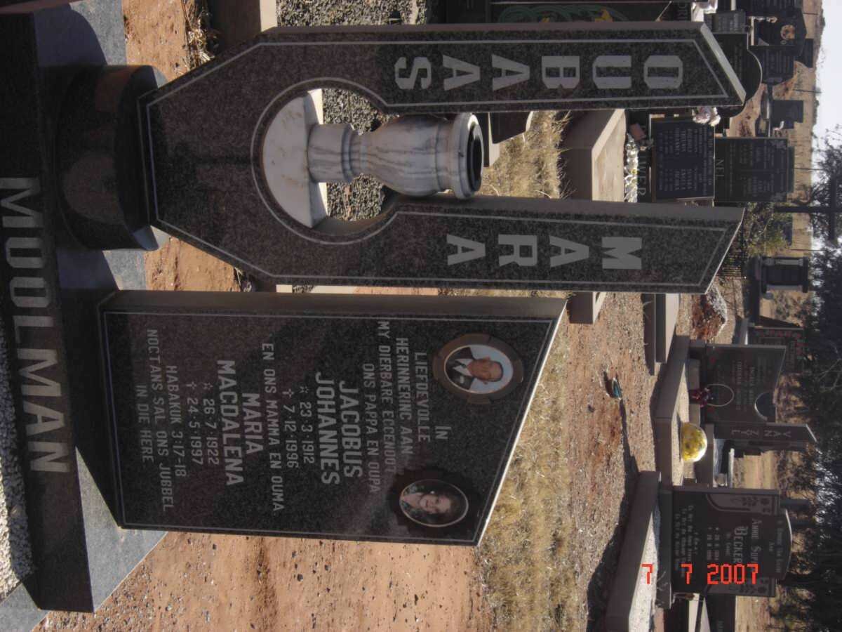 MOOLMAN Jacobus Johannes 1912-1996 &amp; Maria Magdalena 1922-1997