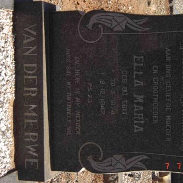MERWE Ella Maria, van der 1874-1947