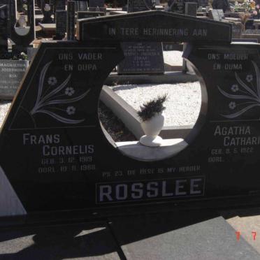 ROSSLEE Frans Cornelis 1919-1988 &amp; Agatha Catharina 1922-