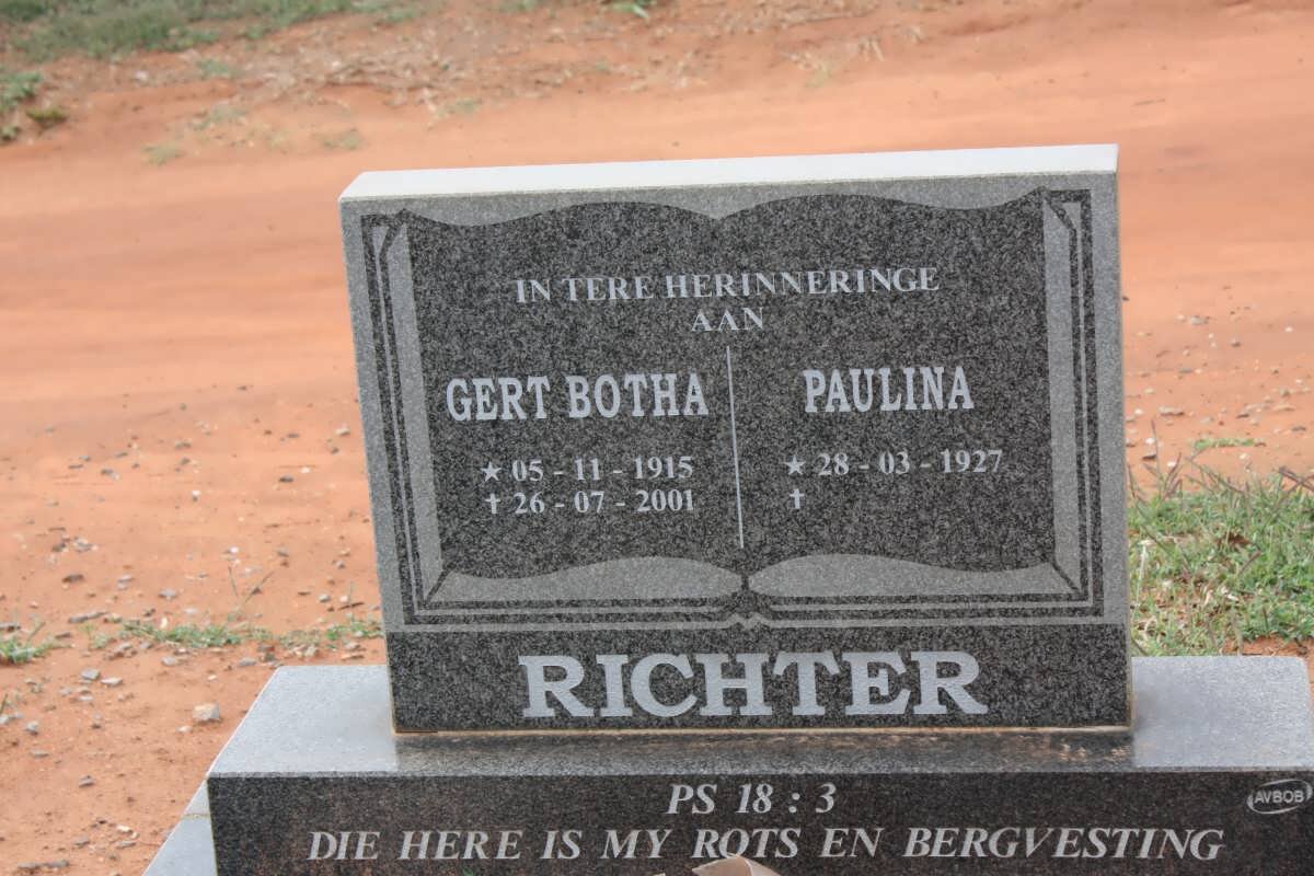RICHTER Gert Botha 1915-2001 &amp; Paulina 1927-