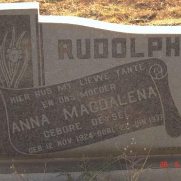 RUDOLPH Anna Magdalena nee DEYSEL 1924-1977