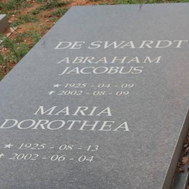 SWARDT Abraham Jacobus, de 1925-2002 &amp; Maria Dorothea 1925-2002