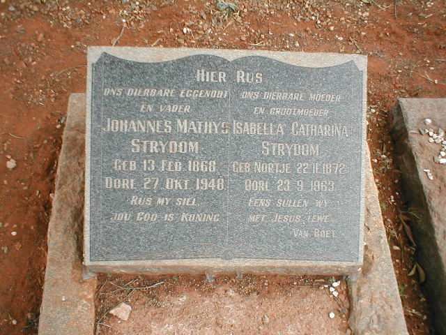 STRYDOM Johannes Mathys 1868-1948 &amp; Isabella Catharina NORTJE 1872-1963