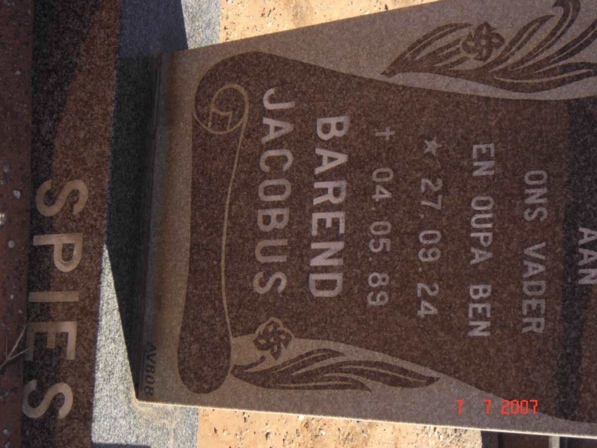 SPIES Barend Jacobus 1924-1989