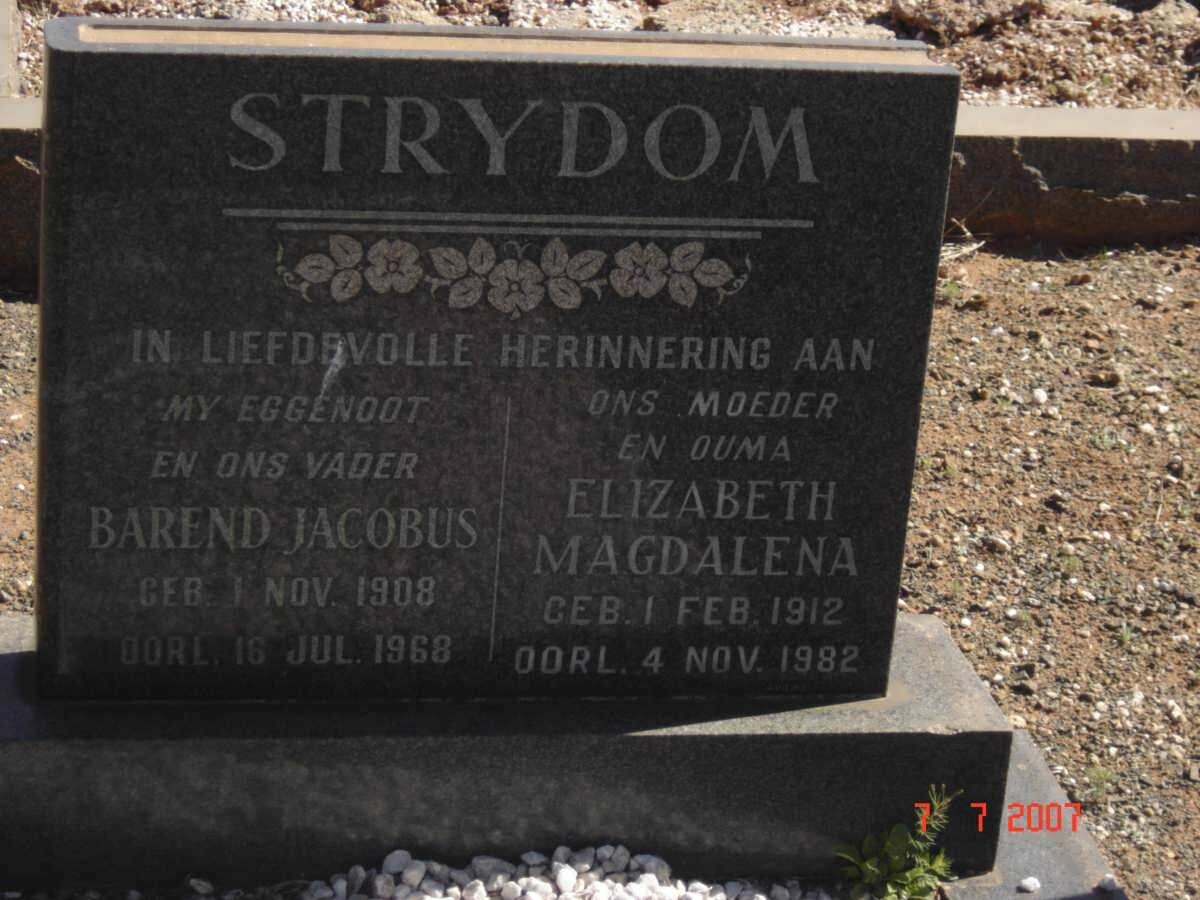STRYDOM Barend Jacobus 1908-1968 &amp; Elizabeth Magdalena 1912-1982