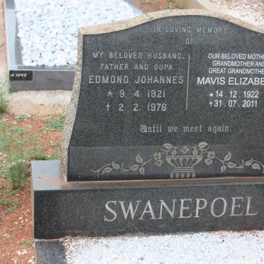 SWANEPOEL Edmond Johannes 1921-1976 &amp; Mavis Elizabeth 1922-2011