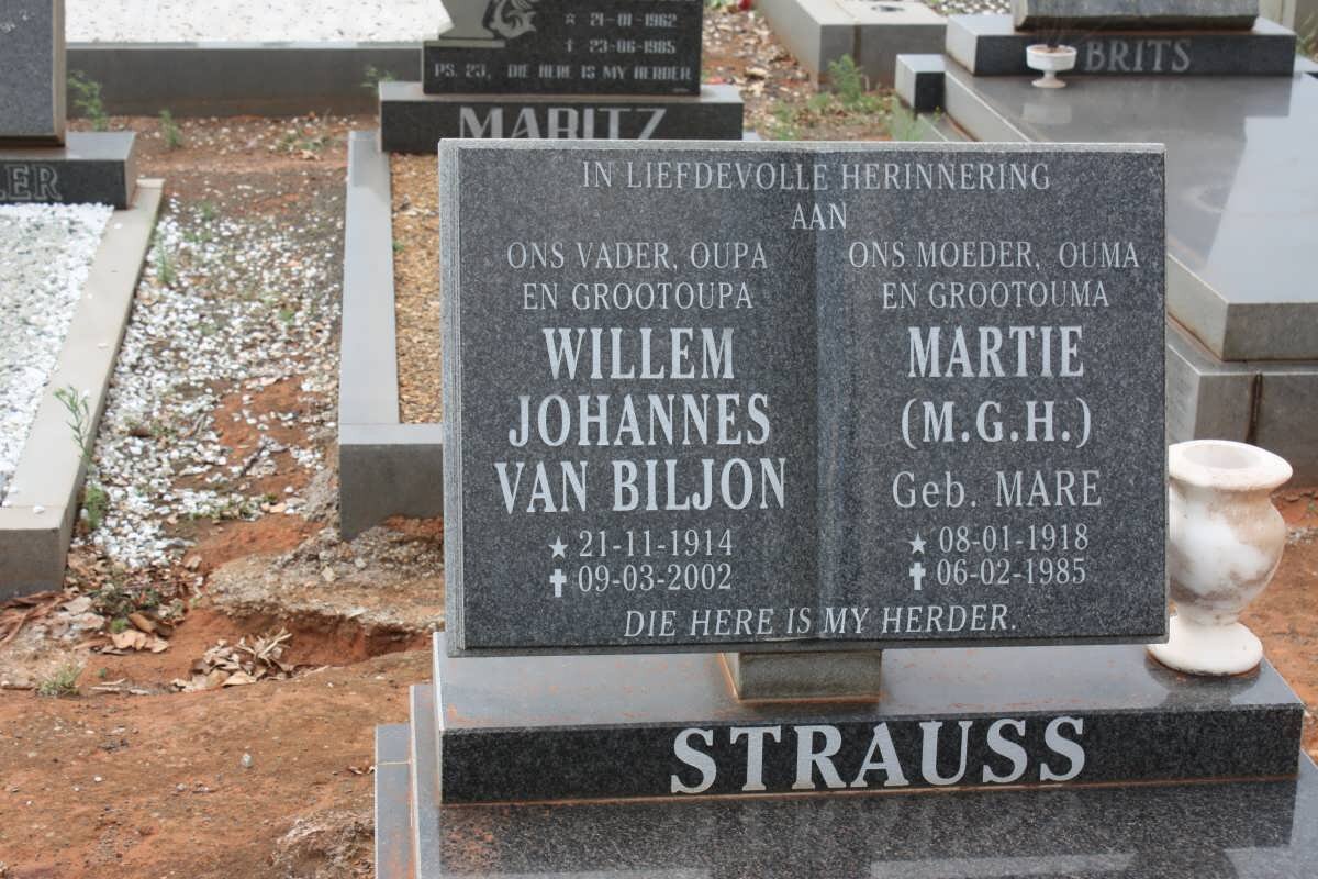 STRAUSS Willem Johannes van Biljon 1914-2002 &amp; M.G.H. MARE 1918-1985