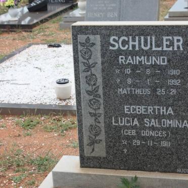 SCHULER Raimund 1910-1992 &amp; Egbertha Lucia Salomina DONGES 1911-