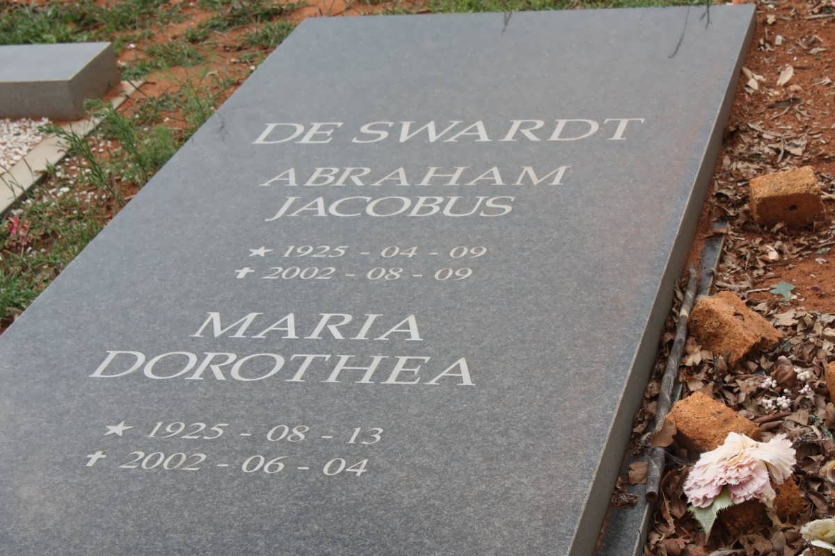 SWARDT Abraham Jacobus, de 1925-2002 &amp; Maria Dorothea 1925-2002