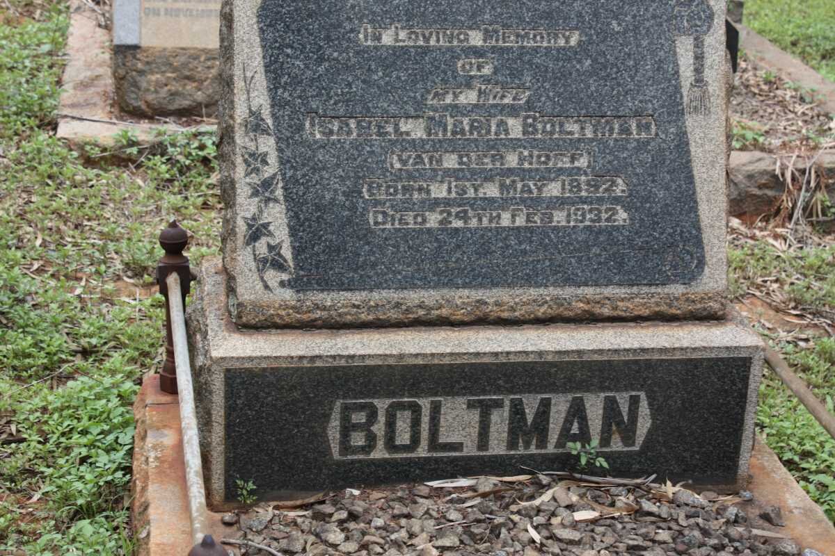 BOLTMAN Isabel Maria nee VAN DER HOFF 1892-1932