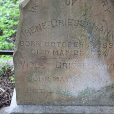 DRIESELMANN Irene 1890-1894 :: DRIESELMANN Violet 1894-18??