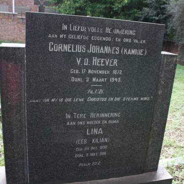 HEEVER Cornelius Johannes, v.d. 1872-1945 &amp; Lina Kilian 1890-1981