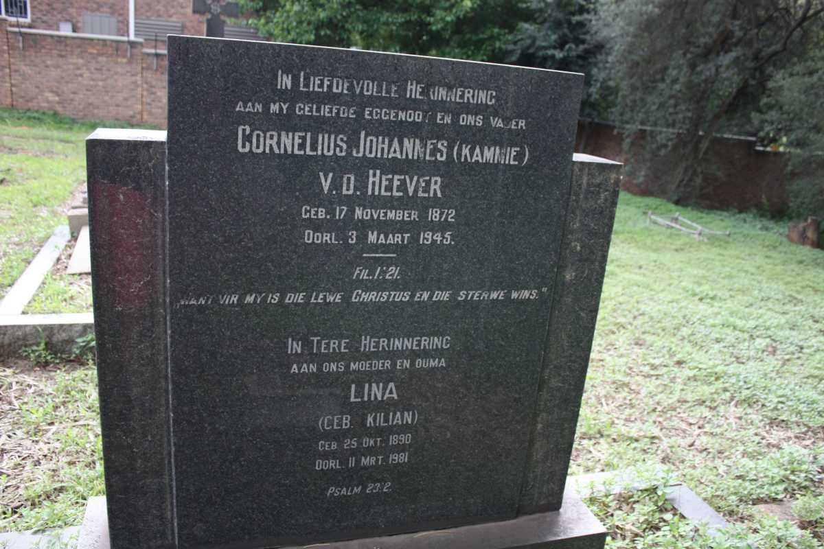 HEEVER Cornelius Johannes, v.d. 1872-1945 &amp; Lina Kilian 1890-1981