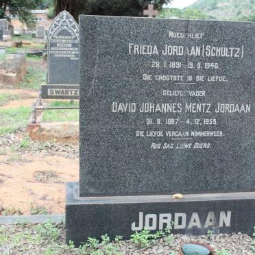 JORDAAN David Johannes Mentz 1887-1959 &amp; Frieda SCHULTZ 1891-1946