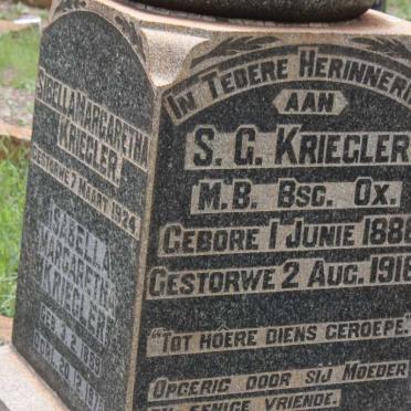 KRIEGLER S.G. 1886-1916 :: KRIEGLER Sibella Margaretha -1924 :: KRIEGLER Isabella Margaretha 1889-1975