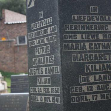 KILIAN Petrus Johannes Justus Daniel 1850-1941 &amp; Maria Catharina Margaretha DE LANGE 1862-1941