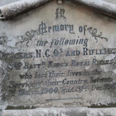 KING'S ROYAL RIFLES 1900-1901