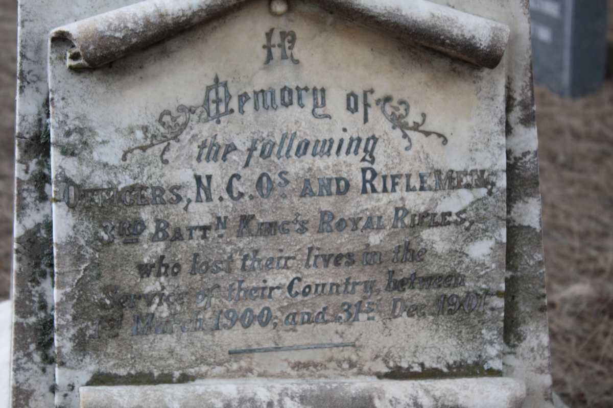 KING'S ROYAL RIFLES 1900-1901