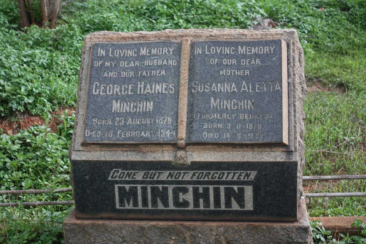 MINCHIN George Haines 1878-1944 &amp; Susanna Aletta BEUKES 1879-1952