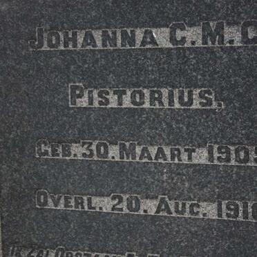 PISTORIUS Johanna C.M.C. 1905-1916