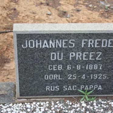 PREEZ Johannes Frederik, du 1887-1925