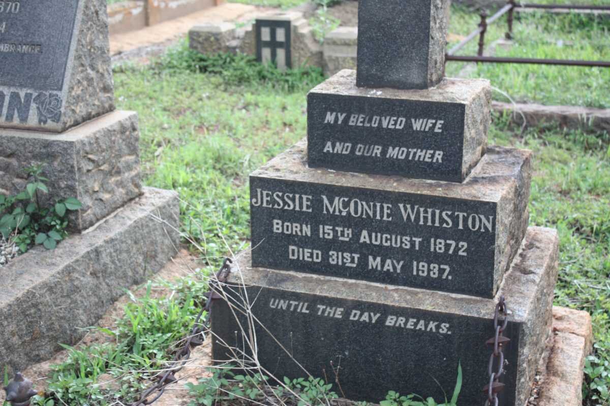 WHISTON Jessie McONIE 1872-1937