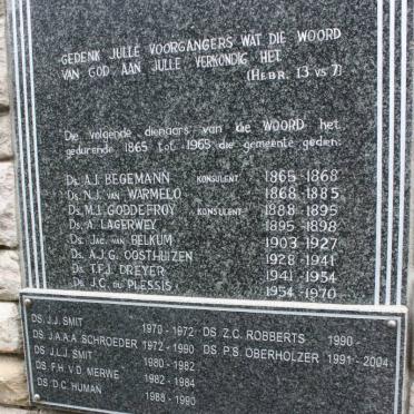 3. Leraars gedien in Kerk: 1865-1965