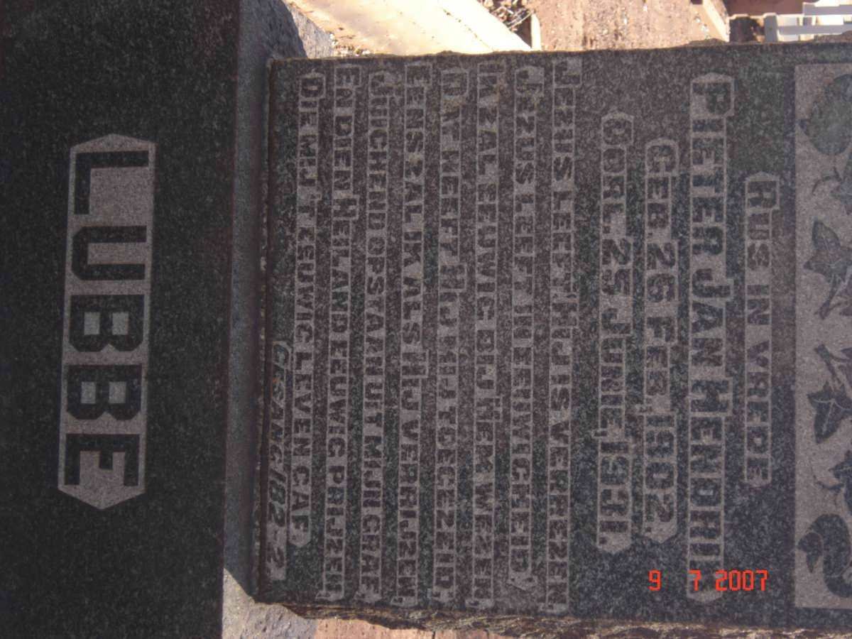 LUBBE Pieter Jan Hendrik 1902-1931