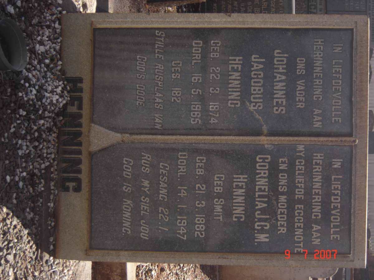 HENNING Johannes Jacobus 1874-1965 &amp; Cornelia J.C.M. SMIT 1882-1947