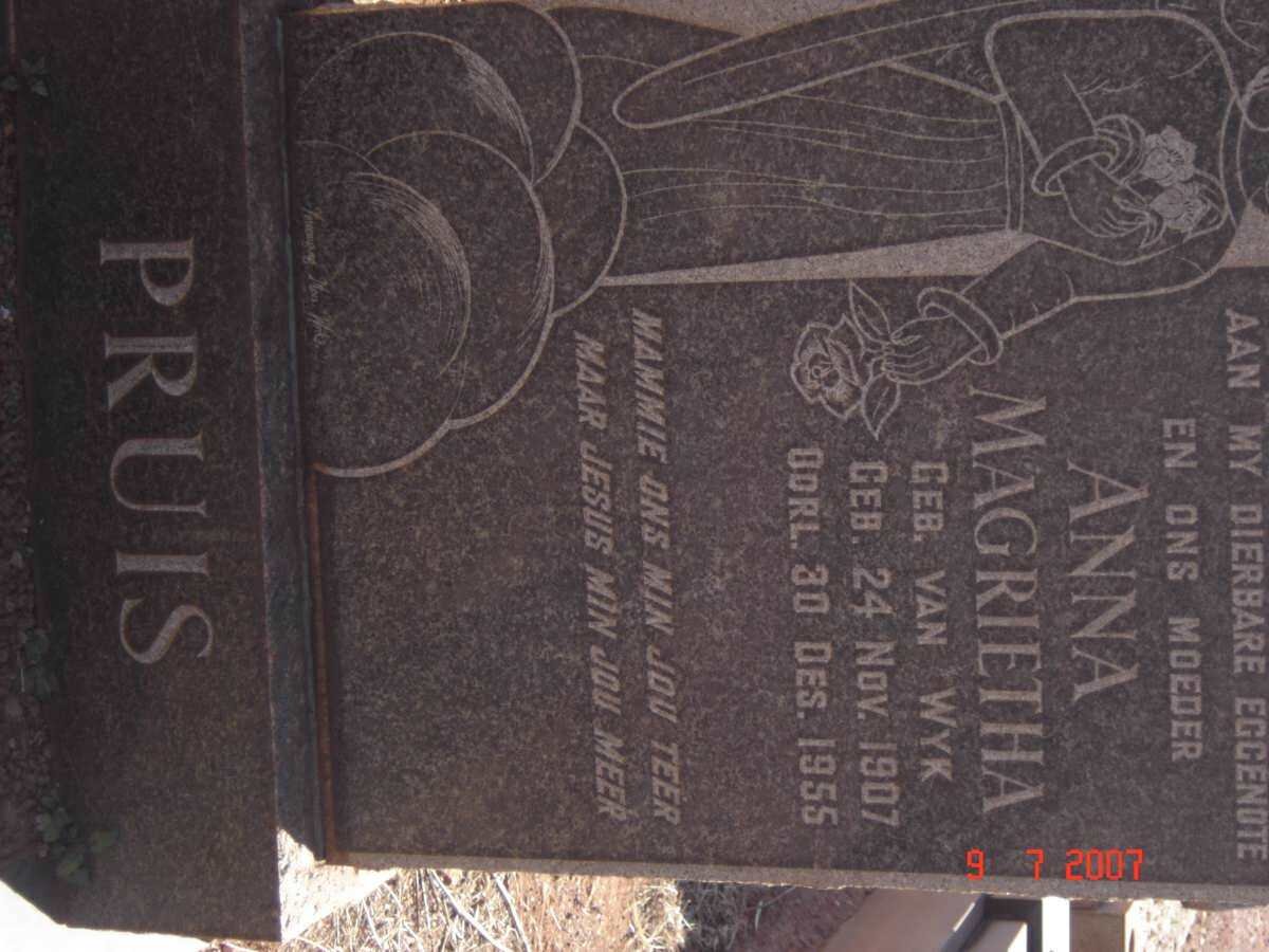 PRUIS Anna Magrietha nee VAN WYK 1907-1955