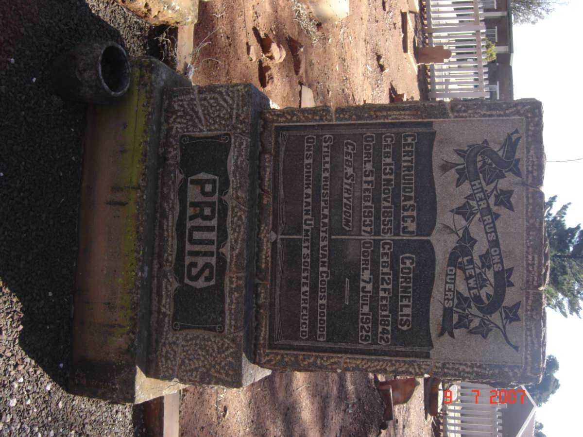 PRUIS Cornelis 1842-1929 &amp; Gertruida S.C.J. STRYDOM 1855-1937
