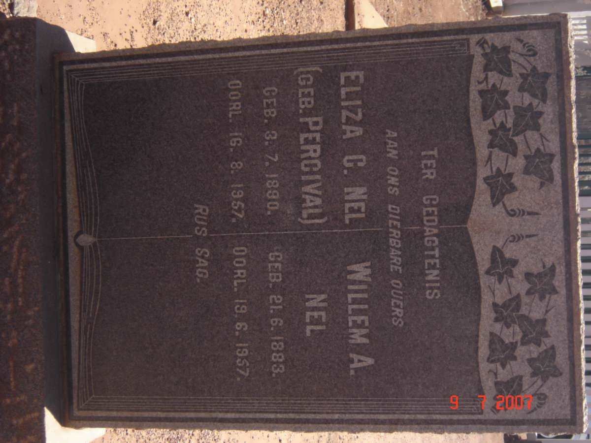 NEL Willem.A 1883-1957 &amp; Eliza C. PERCIVAL 1890-1957
