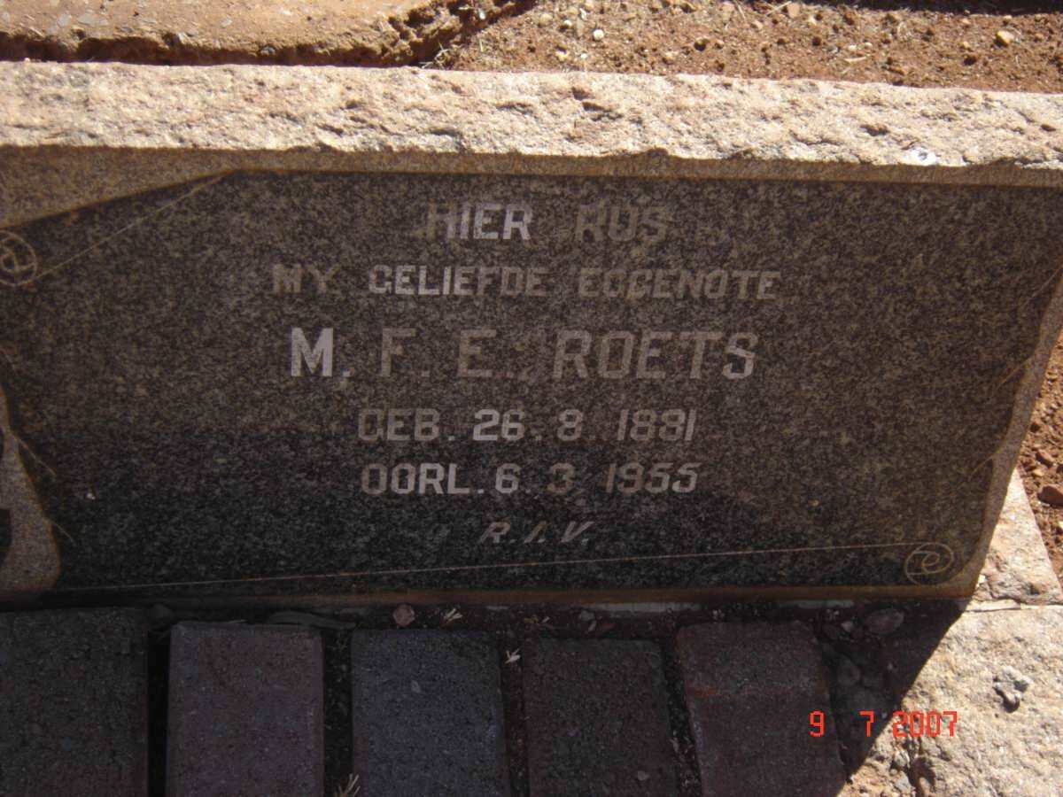 ROETS M.F.E. 1881-1955