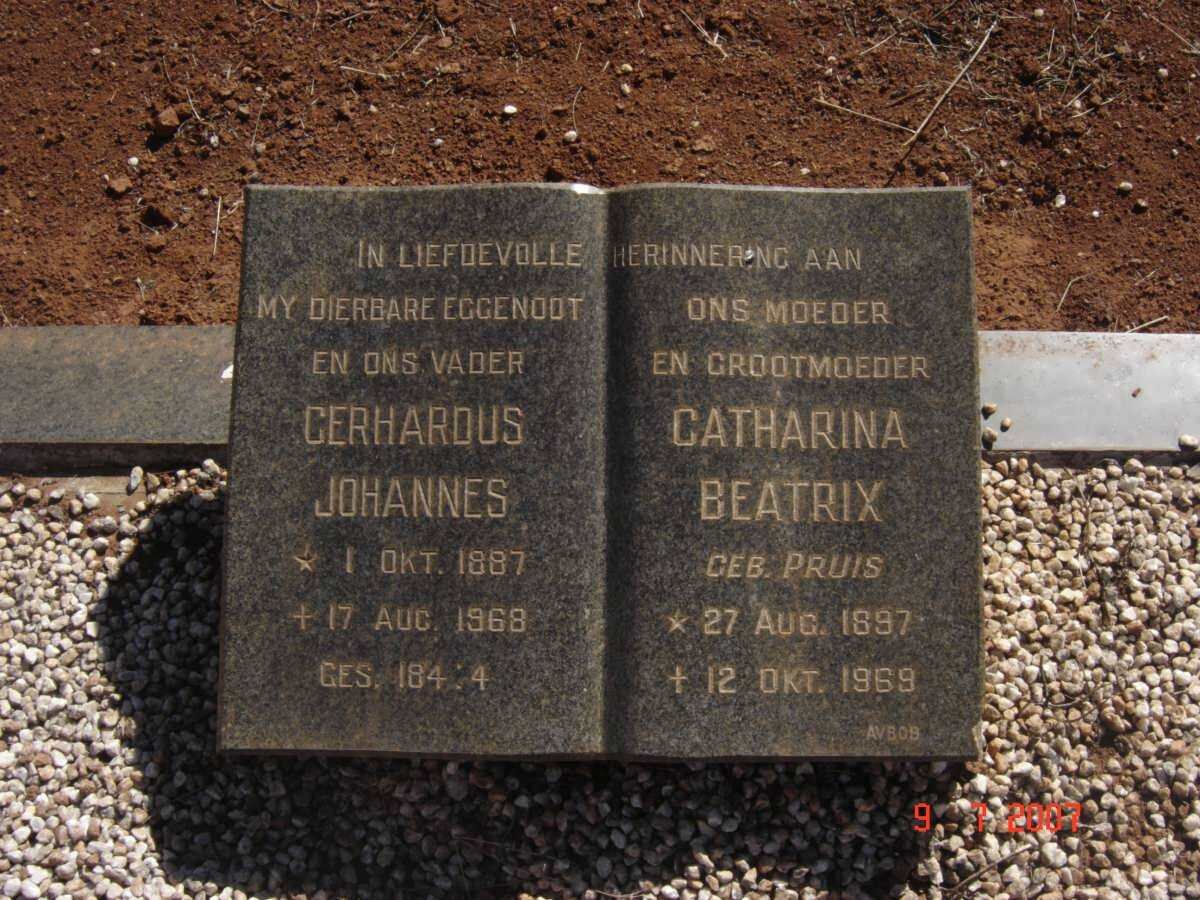 MEYER Gerhardus Johannes, de 1887-1968 &amp;  Catharina Beatrix PRUIS 1897-1969
