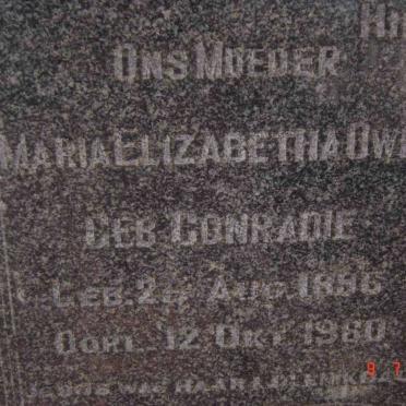 OWEN Maria Elizabeth nee CONRADIE 1896-1960