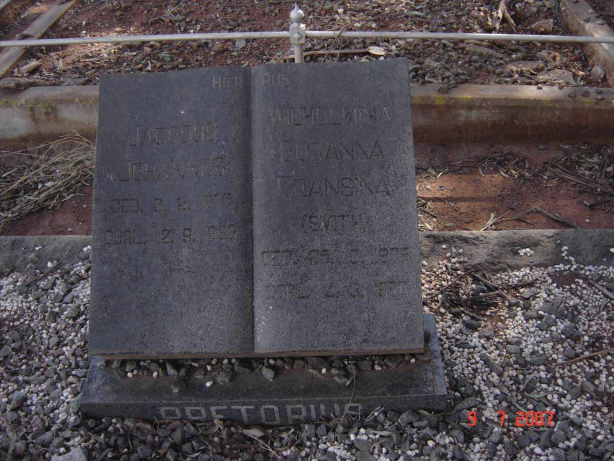 PRETORIUS Jacobus Johannes 1875-1938 &amp; Wilhelmina Susanna Fransina SMITH 1875-1970