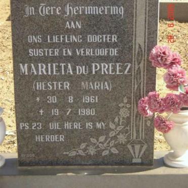 PREEZ Hester Maria, du 1961-1980